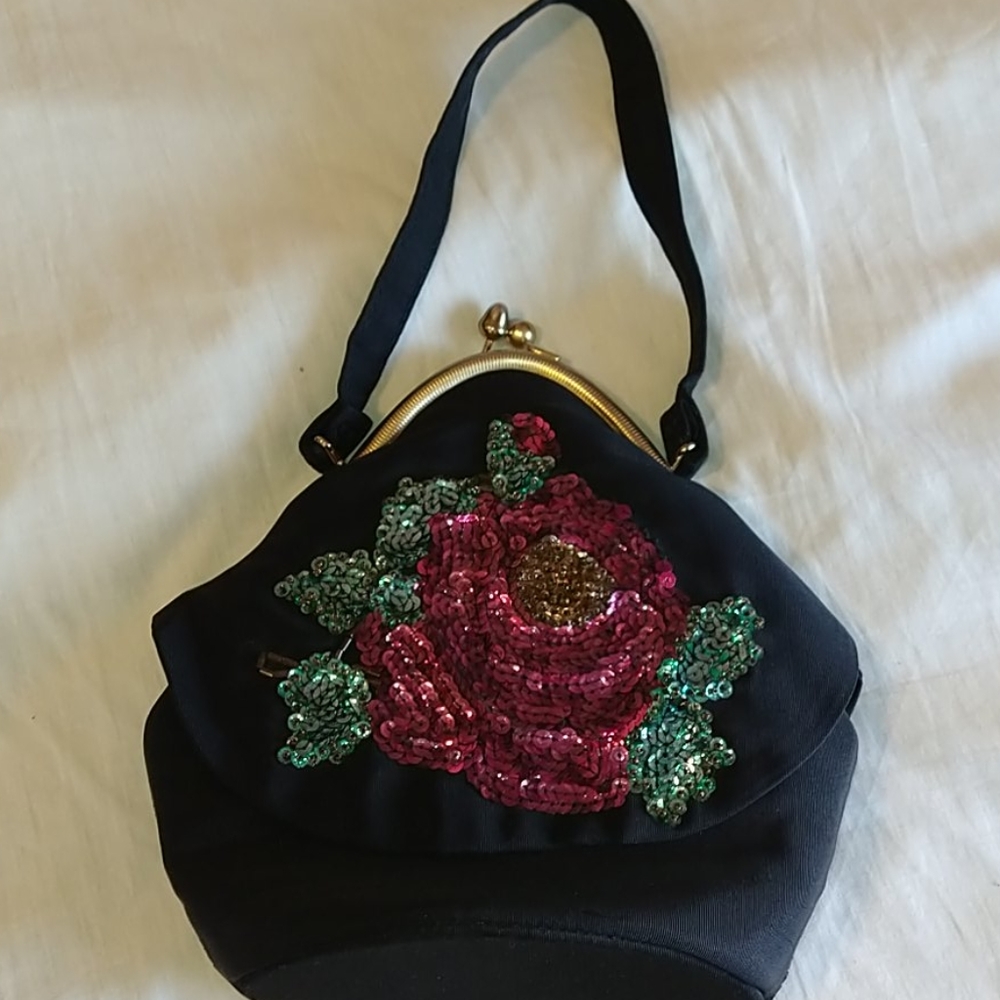 VTG Sequin Floral Handbag
